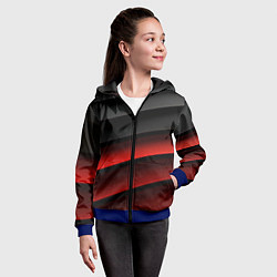 Толстовка на молнии детская Черно-красный объемный градиент, цвет: 3D-синий — фото 2
