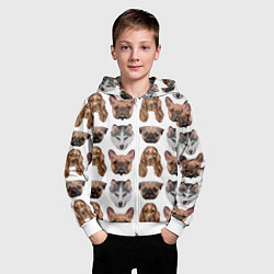 Толстовка на молнии детская Текстура собак, цвет: 3D-белый — фото 2