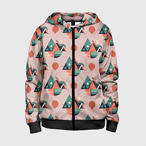 Детская толстовка на молнии Абстракция, треугольник / 3D-Черный – фото 1