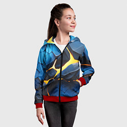 Толстовка на молнии детская Желтая лава на синих плитах, цвет: 3D-красный — фото 2