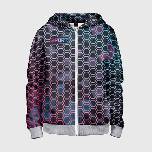 Детская толстовка на молнии Sport шестигранники / 3D-Меланж – фото 1