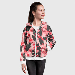 Толстовка на молнии детская Розовый камуфляж из котов, цвет: 3D-белый — фото 2