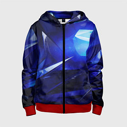 Толстовка на молнии детская Black and blue abstract background sport style, цвет: 3D-красный