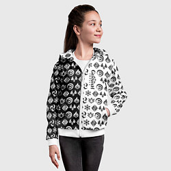 Толстовка на молнии детская Genshin Impact - black and white, цвет: 3D-белый — фото 2