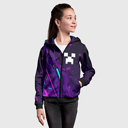Толстовка на молнии детская Minecraft neon gaming, цвет: 3D-черный — фото 2