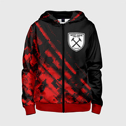 Толстовка на молнии детская West Ham sport grunge, цвет: 3D-красный