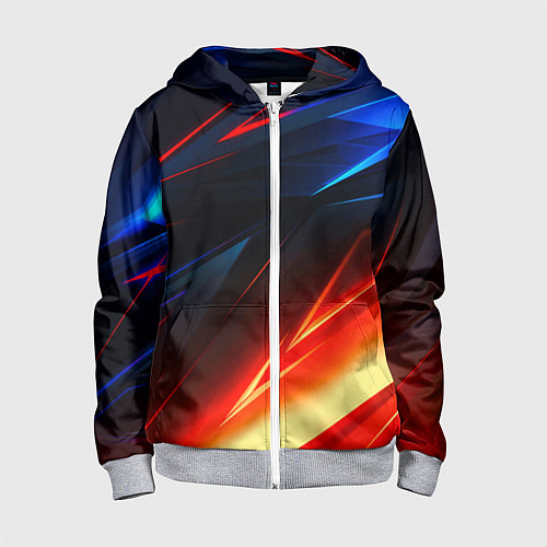 Детская толстовка на молнии Geometry stripes neon steel / 3D-Меланж – фото 1
