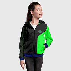 Толстовка на молнии детская Skoda pattern sport green, цвет: 3D-синий — фото 2