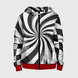 Толстовка на молнии детская Оптическое путешествие, цвет: 3D-красный