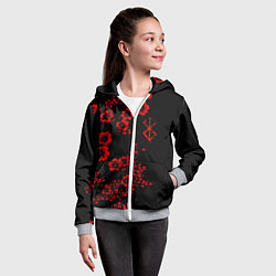 Толстовка на молнии детская Клеймо жертвы из аниме Берсерк - красные цветы, цвет: 3D-меланж — фото 2