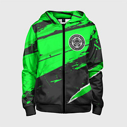 Толстовка на молнии детская Leicester City sport green, цвет: 3D-черный