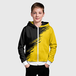 Толстовка на молнии детская Черные штрихи на желтом фоне, цвет: 3D-белый — фото 2