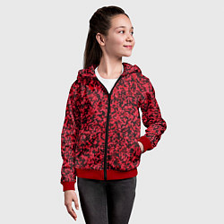 Толстовка на молнии детская Тёмно-красный паттерн пятнистый, цвет: 3D-красный — фото 2