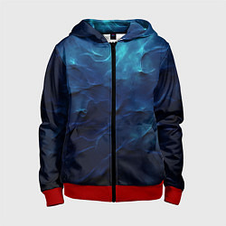 Толстовка на молнии детская Абстрактные волны глубины, цвет: 3D-красный