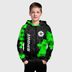 Толстовка на молнии детская Jeep green sport hexagon, цвет: 3D-черный — фото 2