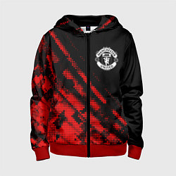 Толстовка на молнии детская Manchester United sport grunge, цвет: 3D-красный