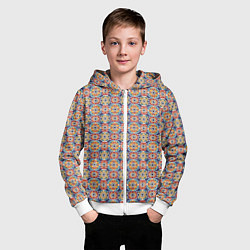 Толстовка на молнии детская Марокканская мозаика цветочный узор, цвет: 3D-белый — фото 2