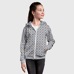 Толстовка на молнии детская Сине-белая марокканская мозаика, цвет: 3D-меланж — фото 2