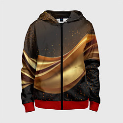 Толстовка на молнии детская Золотая стильная абстракция на черном фоне, цвет: 3D-красный