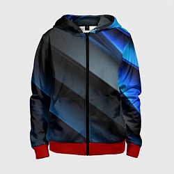 Детская толстовка на молнии Темная синяя стильная абстракция на черном фоне