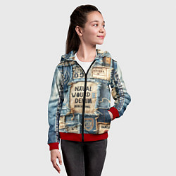 Толстовка на молнии детская I love Barcelona - пэчворк, цвет: 3D-красный — фото 2