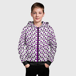 Толстовка на молнии детская Розовые киберпанк ячейки на белом фоне, цвет: 3D-черный — фото 2