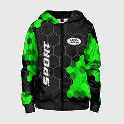 Детская толстовка на молнии Land Rover green sport hexagon