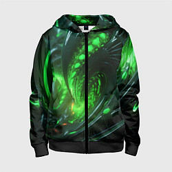 Детская толстовка на молнии Кислотная зеленая яркая неоновая абстракция