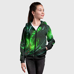 Толстовка на молнии детская Кислотная зеленая яркая неоновая абстракция, цвет: 3D-черный — фото 2