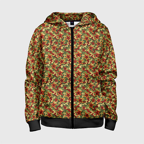 Детская толстовка на молнии Камуфляж победы / 3D-Черный – фото 1