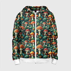 Детская толстовка на молнии Дикие грибы лесные мухоморы