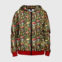 Детская толстовка на молнии Дикие грибы лесные мухоморы