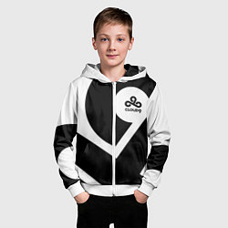 Толстовка на молнии детская Cloud9 - black and white, цвет: 3D-белый — фото 2