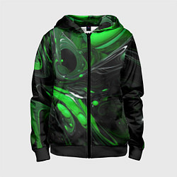 Детская толстовка на молнии Green dark abstract geometry style