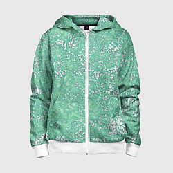 Толстовка на молнии детская Текстура изумрудный, цвет: 3D-белый