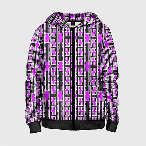 Детская толстовка на молнии Розовые и чёрные кирпичики на чёрном фоне / 3D-Черный – фото 1