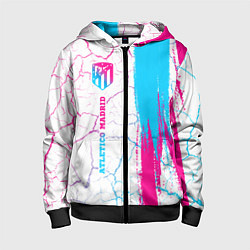 Толстовка на молнии детская Atletico Madrid neon gradient style по-вертикали, цвет: 3D-черный