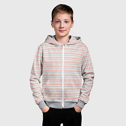 Толстовка на молнии детская Светлый персиковый полосатый, цвет: 3D-меланж — фото 2