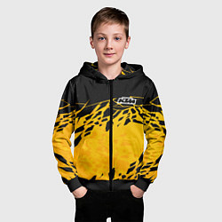 Толстовка на молнии детская KTM - оранжевые разломы, цвет: 3D-черный — фото 2