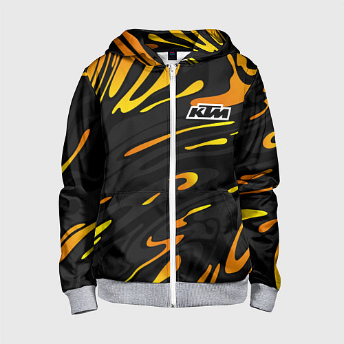 Детская толстовка на молнии KTM - orange liquid / 3D-Меланж – фото 1