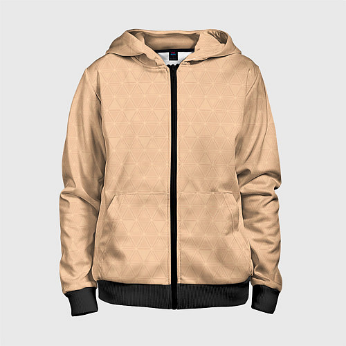 Детская толстовка на молнии Жёлто-бежевый однотонный треугольники / 3D-Черный – фото 1