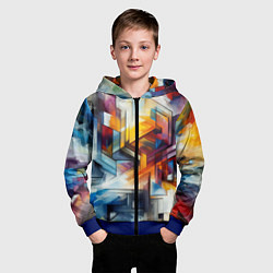 Толстовка на молнии детская Абстрактные фигуры, цвет: 3D-синий — фото 2