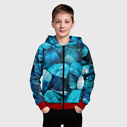 Толстовка на молнии детская Аквамарин камни минералы крупный план, цвет: 3D-красный — фото 2