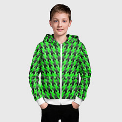 Толстовка на молнии детская Чёрно-зелёный паттерн, цвет: 3D-белый — фото 2