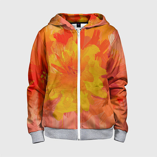 Детская толстовка на молнии Абстракция цветы мастихин / 3D-Меланж – фото 1