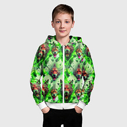 Толстовка на молнии детская Волки эпический паттерн, цвет: 3D-белый — фото 2