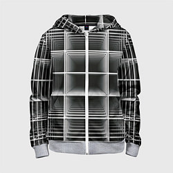 Толстовка на молнии детская Кубический каркас, цвет: 3D-меланж