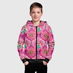 Толстовка на молнии детская Лисица и паттерн, цвет: 3D-черный — фото 2