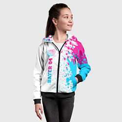 Толстовка на молнии детская Bayer 04 neon gradient style по-вертикали, цвет: 3D-черный — фото 2