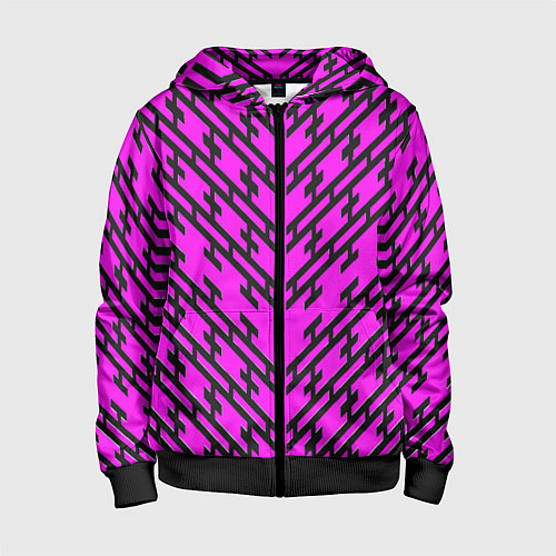 Детская толстовка на молнии Чёрные полосы на розовом фоне / 3D-Черный – фото 1